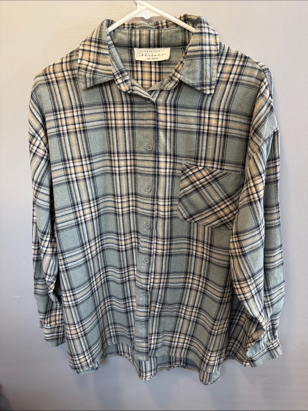 American Threads Sage Green Plaid Button-Down Shirt